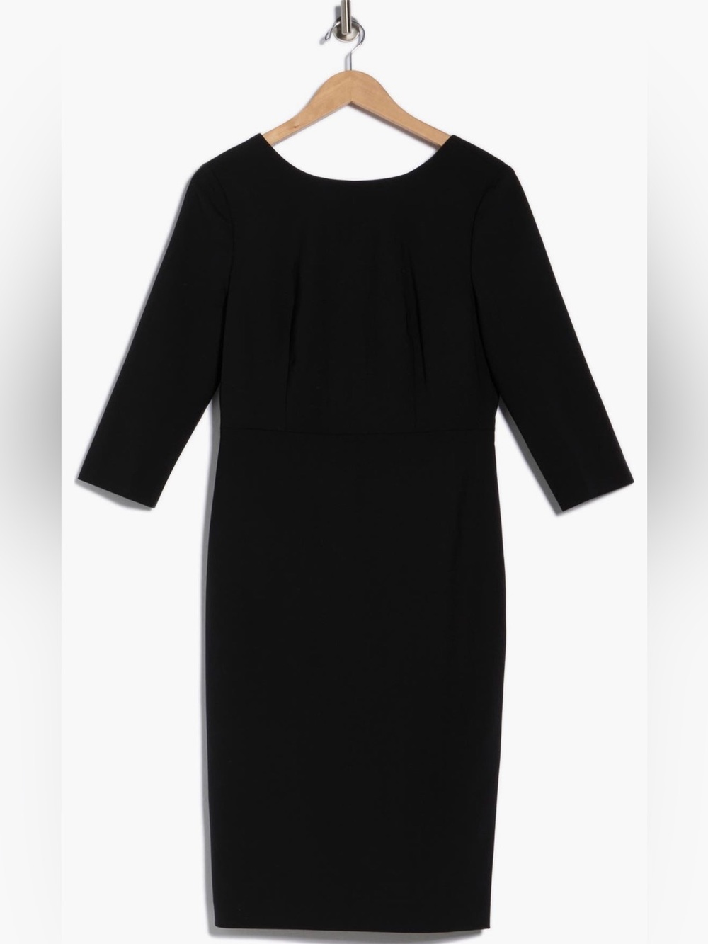 Theory Varetta Black Stretch Wool Sheath Dress Size 8 3/4 Sleeve Career Office - Picture 5 of 15